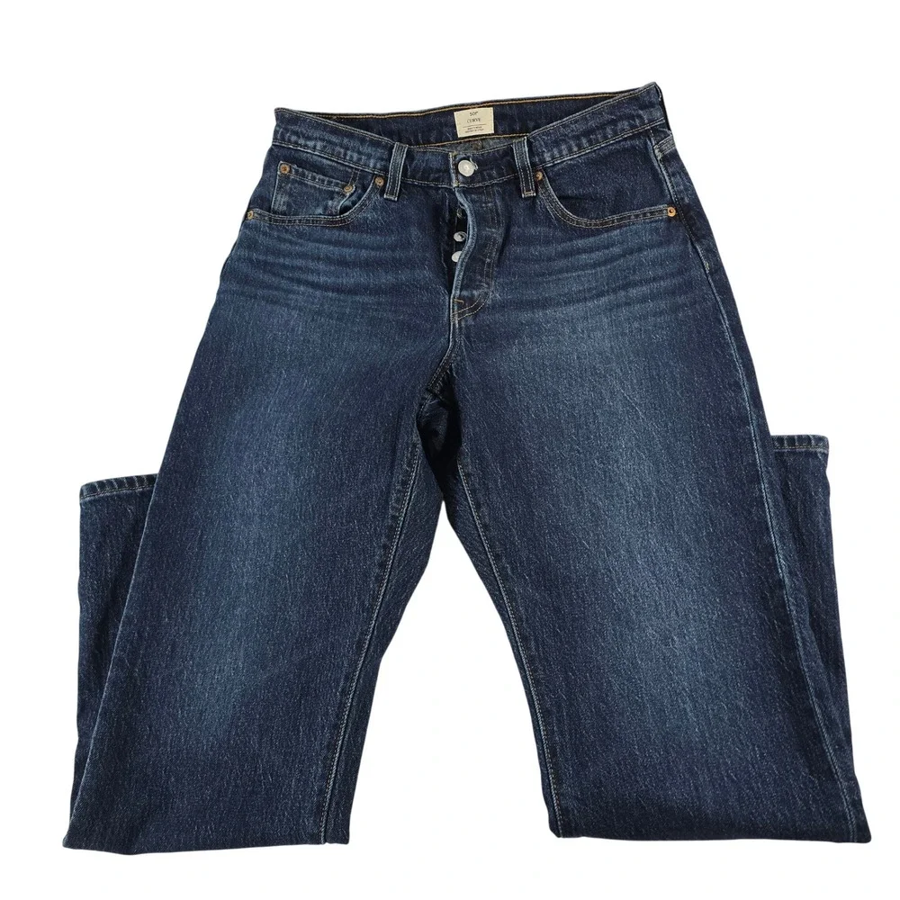 Levis 501 Curve Mens Dark Wash Blue Straight‎ Leg Button Fly Jeans 31x30 CW-1425